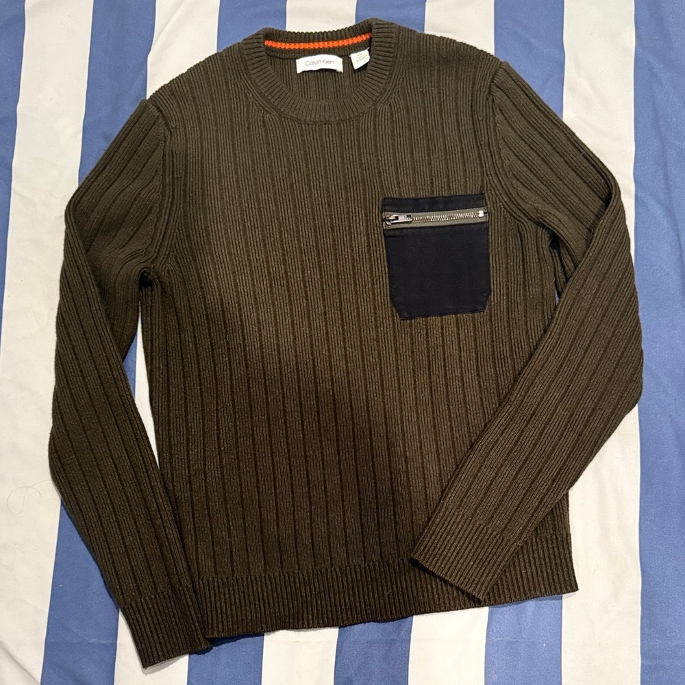 Calvin Klein Brown Crewneck Sweater Textured Knit